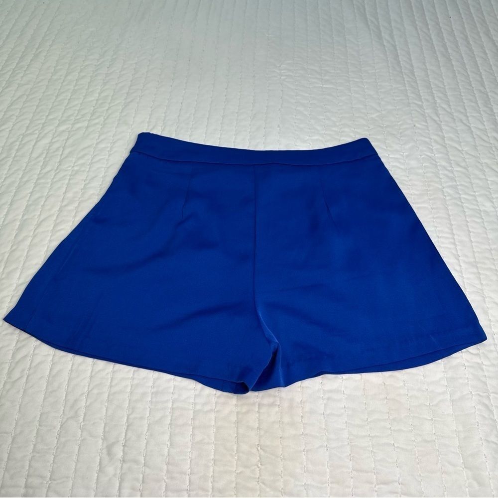 Missguided Casual Women's High Waist Royal Blue Neutral Shorts with Side Zipper